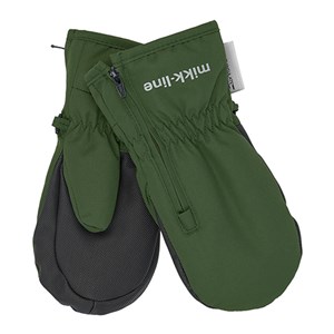 Mikk-Line -  Polyester Mittens w. Zip, Kombu Green